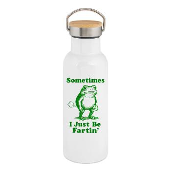 Parfois, je suis juste une grenouille qui pète - Gourde isotherme avec bouchon en bambou - blanc - Droite