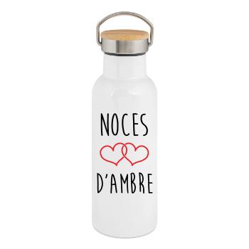Amber Wedding 34 years of marriage - Thermal Bottle with Bamboo Lid - white - Right