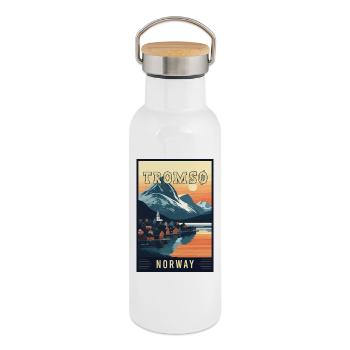 Erleben Sie das arktische Abenteuer von Tromsø in Norwegen - Thermosflasche mit Bambusdeckel - Weiß - Rechts