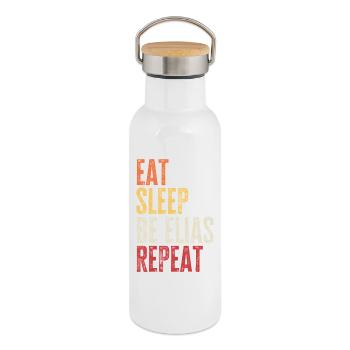 Eat Sleep Be Elias Repeat Retro Name - Thermal Bottle with Bamboo Lid - white - Right