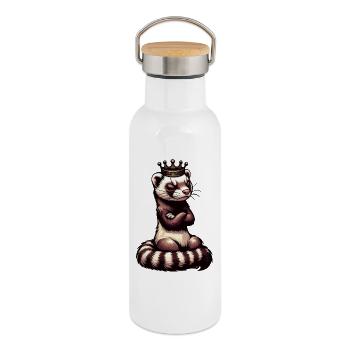 Furet Ferret Holder Furet Propriétaire - Gourde isotherme avec bouchon en bambou - blanc - Droite