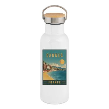 Experience French Riviera and Cannes in France - Thermal Bottle with Bamboo Lid - white - Right