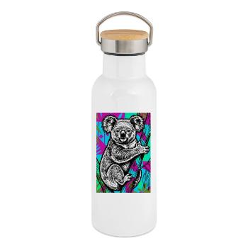 Koala - Thermal Bottle with Bamboo Lid - white - Right