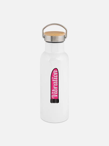 Vibration - Thermosflasche mit Bambusdeckel - Weiß