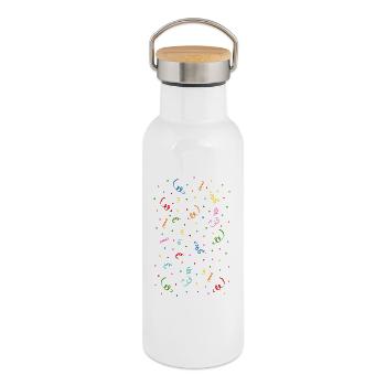 Confetti Streamers - Thermal Bottle with Bamboo Lid - white - Right