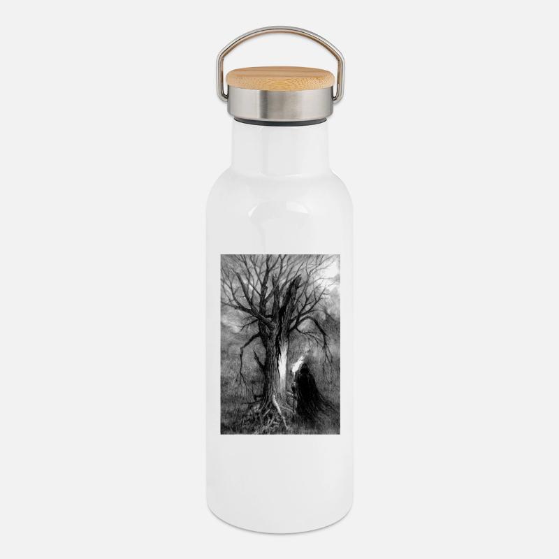 ARBRE - Gourde isotherme avec bouchon en bambou - blanc