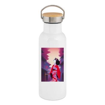 Geisha 5 - Thermal Bottle with Bamboo Lid - white - Right