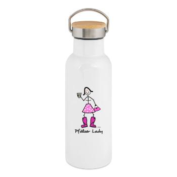 Pfälzer Lady - Thermosflasche mit Bambusdeckel - Weiß - Rechts