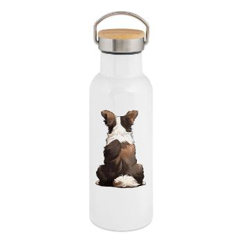 Border Collie - Thermal Bottle with Bamboo Lid - white - Right