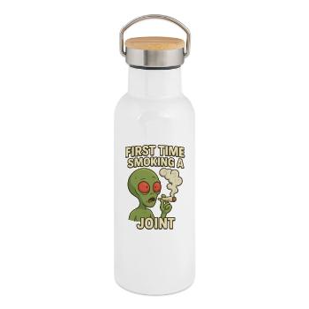 Alien First Joint Smoking - Thermal Bottle with Bamboo Lid - white - Right
