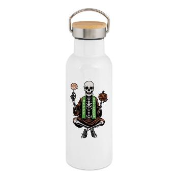 SOIRÉE D’HALLOWEEN - Gourde isotherme avec bouchon en bambou - blanc - Droite