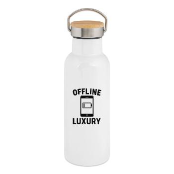 Offline Luxus Motiv - Thermosflasche mit Bambusdeckel - Weiß - Rechts