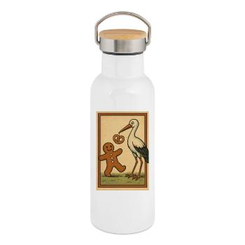 Stork and Biscuit and Gingerbread Mannele Fable - Thermal Bottle with Bamboo Lid - white - Right