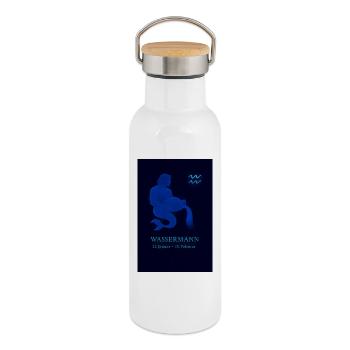 Wassermann Sternbild 20.01. – 18.02. Illustration - Thermosflasche mit Bambusdeckel - Weiß - Rechts