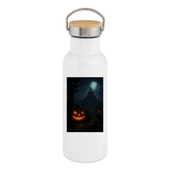 Moonlit Pumpkin Castle - Thermal Bottle with Bamboo Lid - white - Right