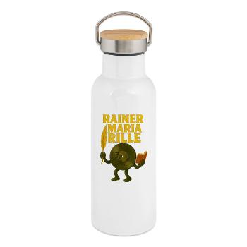 Rainer Maria Rille DJ Poet - Thermosflasche mit Bambusdeckel - Weiß - Rechts