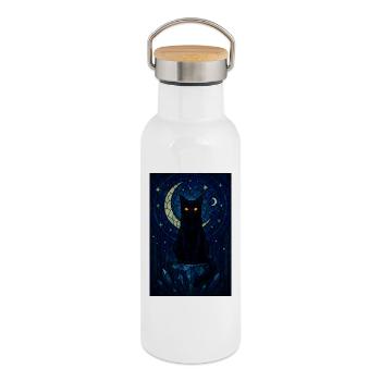 Moonlit Night Cat Magic - Thermal Bottle with Bamboo Lid - white - Right