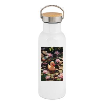 Duck Among Water Lilies - Thermal Bottle with Bamboo Lid - white - Right