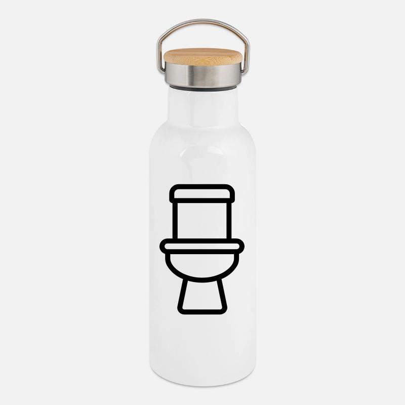 toilet - Thermal Bottle with Bamboo Lid - white