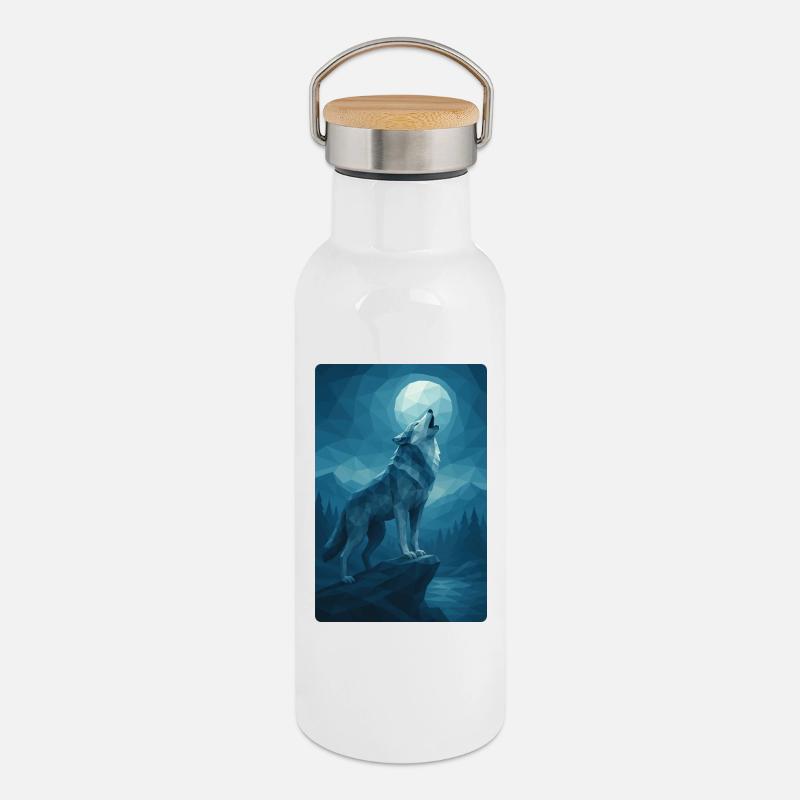 Loup de la Nuit Polynature - Gourde isotherme avec bouchon en bambou - blanc