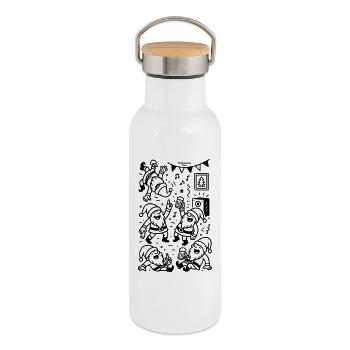 Christmas Gnome Party Drunk Funny - Thermal Bottle with Bamboo Lid - white - Right