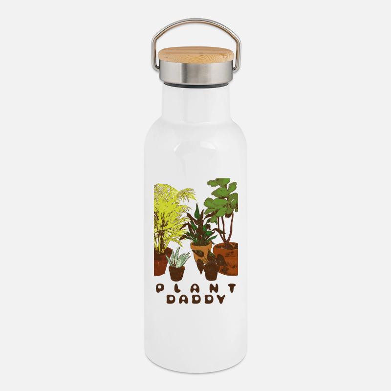 PLANT DADDY - Thermal Bottle with Bamboo Lid - white