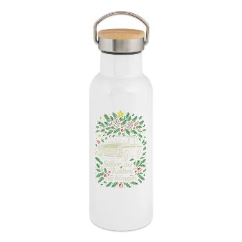 Süßer die Kolben nie klingen - Trabi Weihnacht - Thermosflasche mit Bambusdeckel - Weiß - Rechts