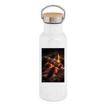 Flammen Spieß am Lagerfeuer - Thermosflasche mit Bambusdeckel - Weiß - Rechts