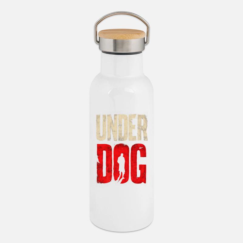 Under Dog - Thermosflasche mit Bambusdeckel - Weiß