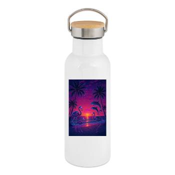 RockyZoo23 - Thermal Bottle with Bamboo Lid - white - Right