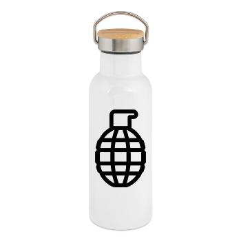 grenade - Gourde isotherme avec bouchon en bambou - blanc - Droite