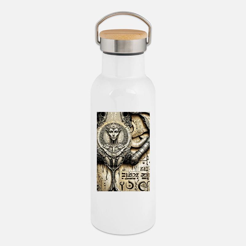 Parchemin 10 - Gourde isotherme avec bouchon en bambou - blanc