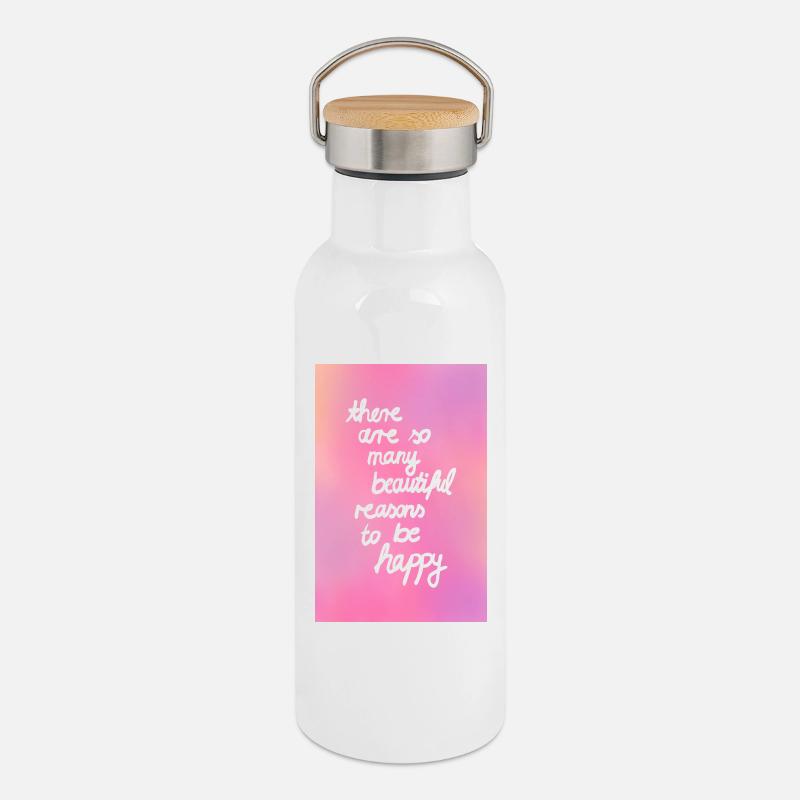 Beautiful reasons - pink gradient - Thermal Bottle with Bamboo Lid - white