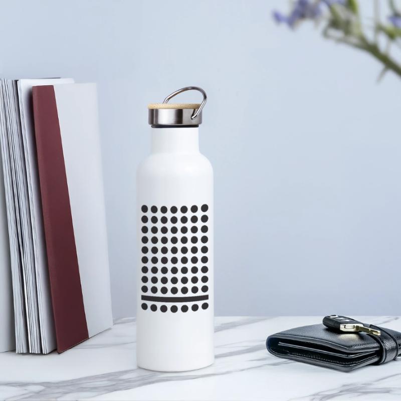 Monochrome Dot Grid Pattern Thermal Bottle with Bamboo Lid