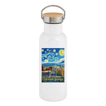 Colorado Springs - Thermosflasche mit Bambusdeckel - Weiß - Rechts