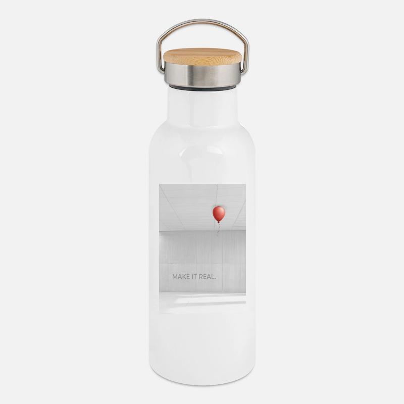 Faites-le vraiment minimaliste Motivation Dire - Gourde isotherme avec bouchon en bambou - blanc