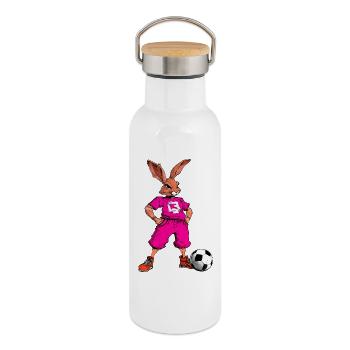 Bunny Football Pink - Thermal Bottle with Bamboo Lid - white - Right