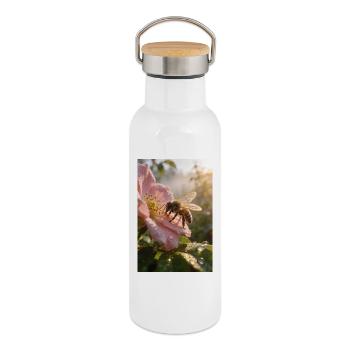Rosée du matin - Gourde isotherme avec bouchon en bambou - blanc - Droite