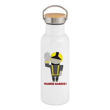 Water March Firefighter Hero - Thermal Bottle with Bamboo Lid - white - Right