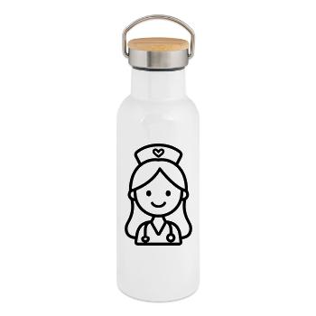 Krankenschwester - Thermosflasche mit Bambusdeckel - Weiß - Rechts