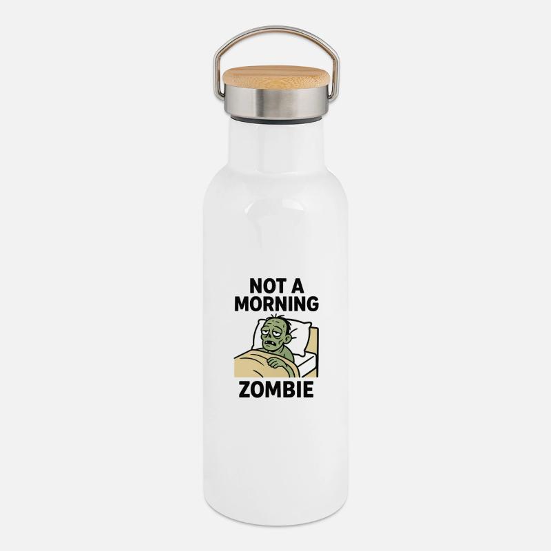 Kein Morgen Zombie - Thermosflasche mit Bambusdeckel - Weiß