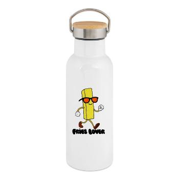 Fries Lover - Thermal Bottle with Bamboo Lid - white - Right