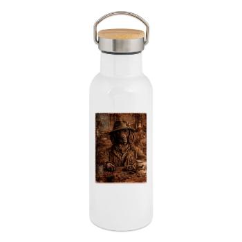 Hirschbaron - Hannoverscher Schweisshund - Thermosflasche mit Bambusdeckel - Weiß - Rechts