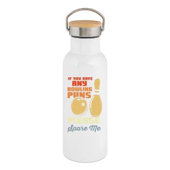 Bowler Witz - Thermosflasche mit Bambusdeckel - Weiß - Rechts