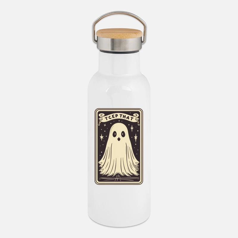 Tarot Card Mind - Thermal Bottle with Bamboo Lid - white