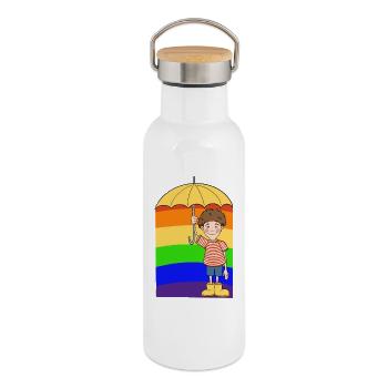 Rainbow Man - Thermal Bottle with Bamboo Lid - white - Right