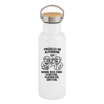 dritten fliegen schlägerei prügelei streit  - Thermosflasche mit Bambusdeckel - Weiß - Rechts