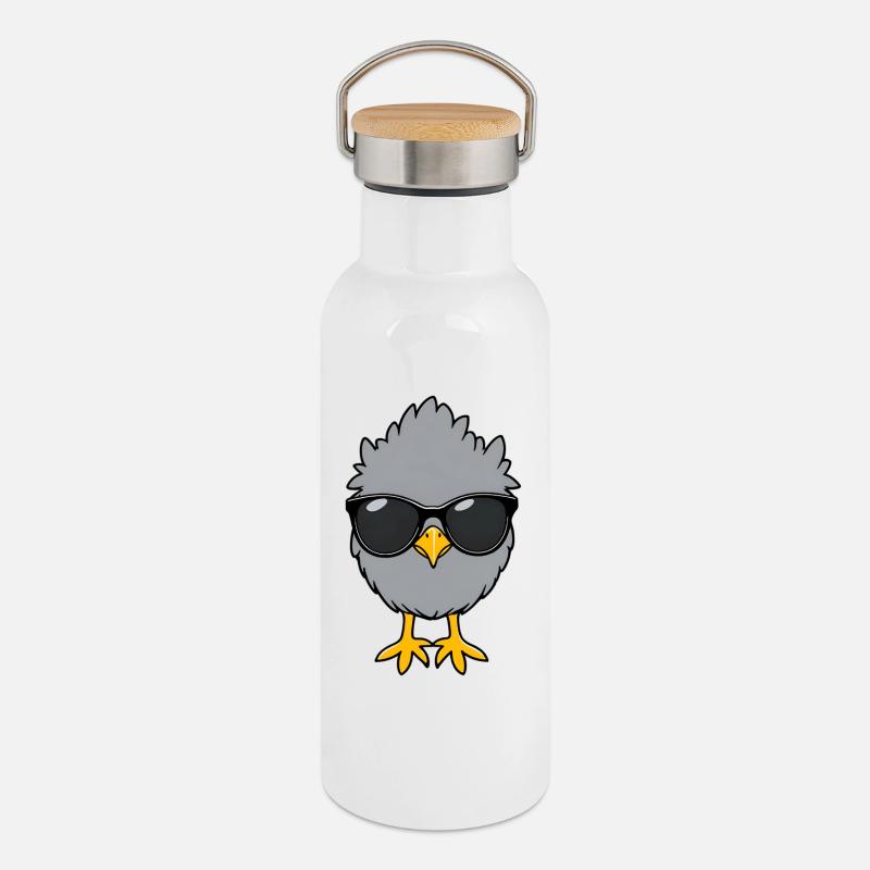 Chill chicks with sunglasses - Thermal Bottle with Bamboo Lid - white