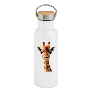 Giraffe Africa Love Safari Wilderness Cute Giraffes - Thermal Bottle with Bamboo Lid - white - Right