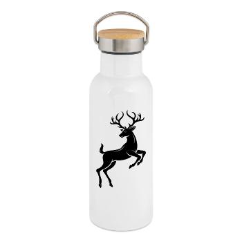 Springende Hirsche - Thermosflasche mit Bambusdeckel - Weiß - Rechts